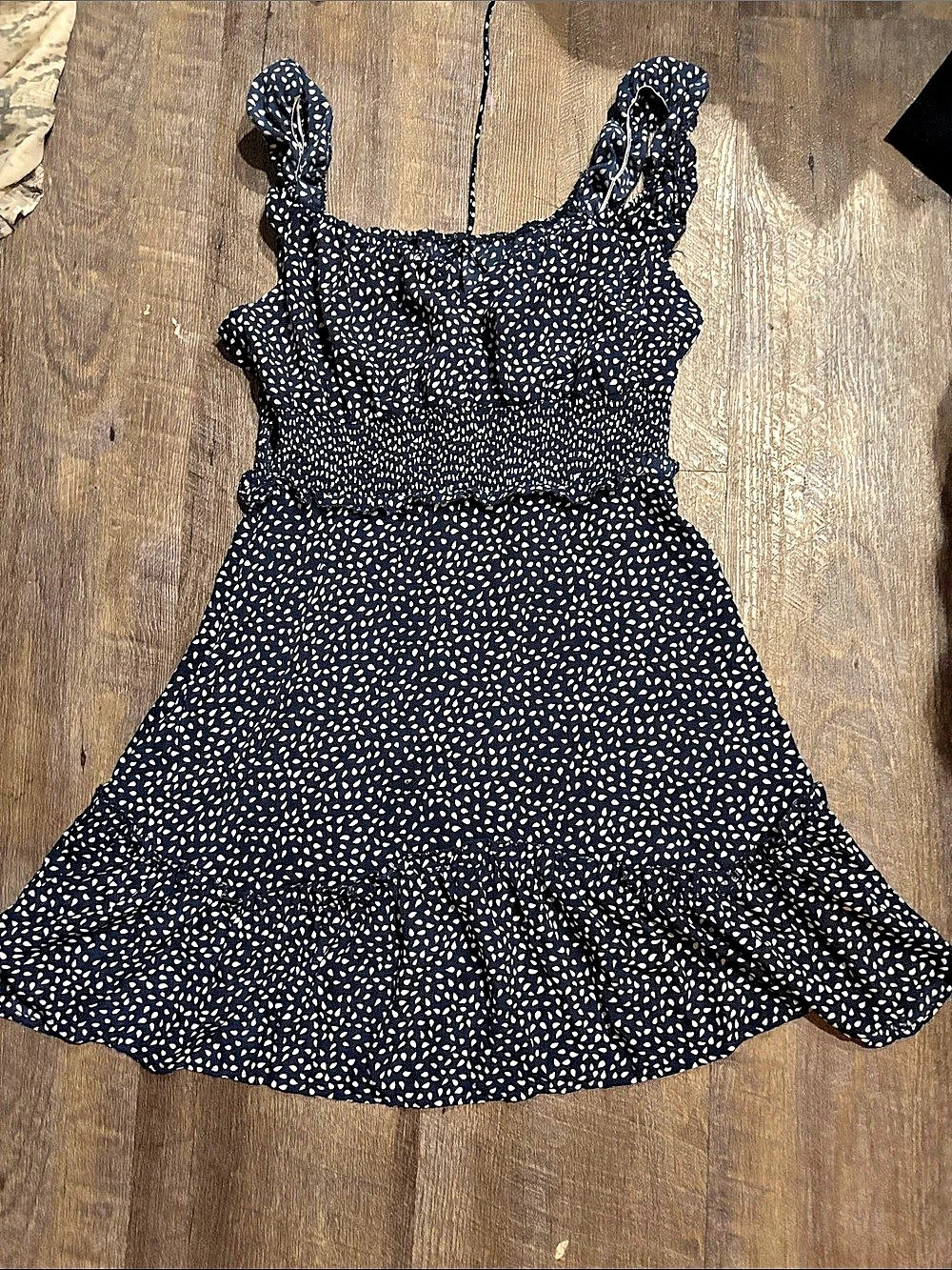 Printed Mini Dress Blue & White Waist Large